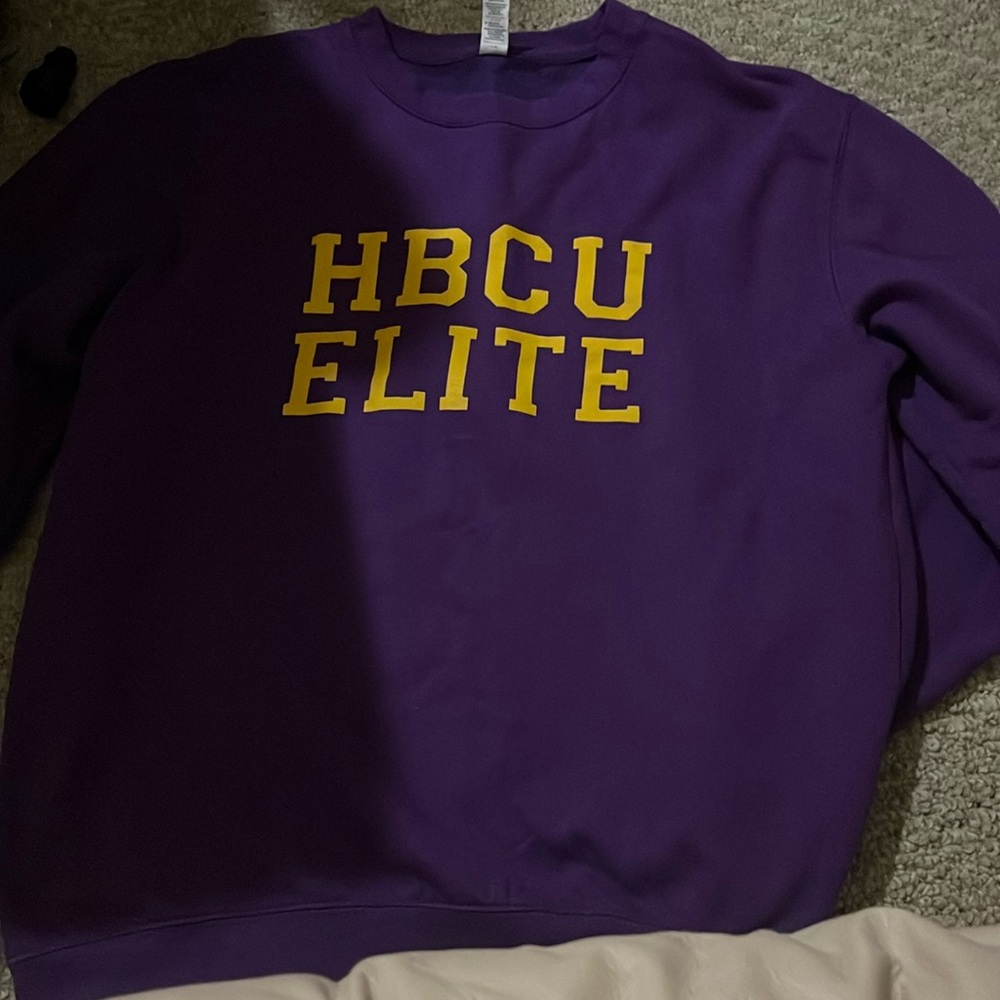 HBCU ELITE Purple w Yellow font Crewneck Sweatshirt Size XL - Picture 7 of 12